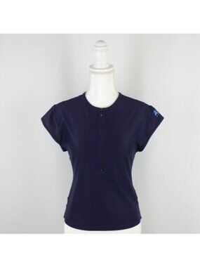 Zoot Women's Large Blue 1/2 Zip Crewneck Cap Sleeve Quick Dry Cycling Jersey